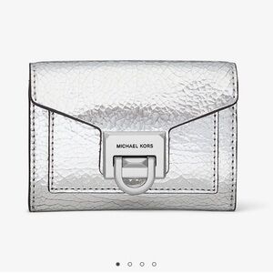 Michael Kors Manhattan Small Crackled Metallic Leather Wallet - New with Tags